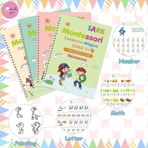 🤩KIT X4 LIBROS DE APRENDIZAJE MONTESSORI