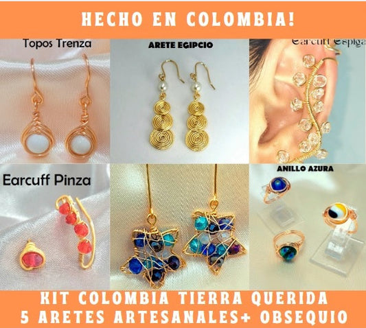 🤩KIT ARETES ARTESANALES COLOMBIA-ENVIO GRATIS